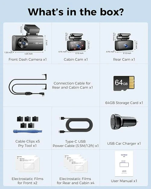 AZDOME M580 3CH 5K Dash Cam