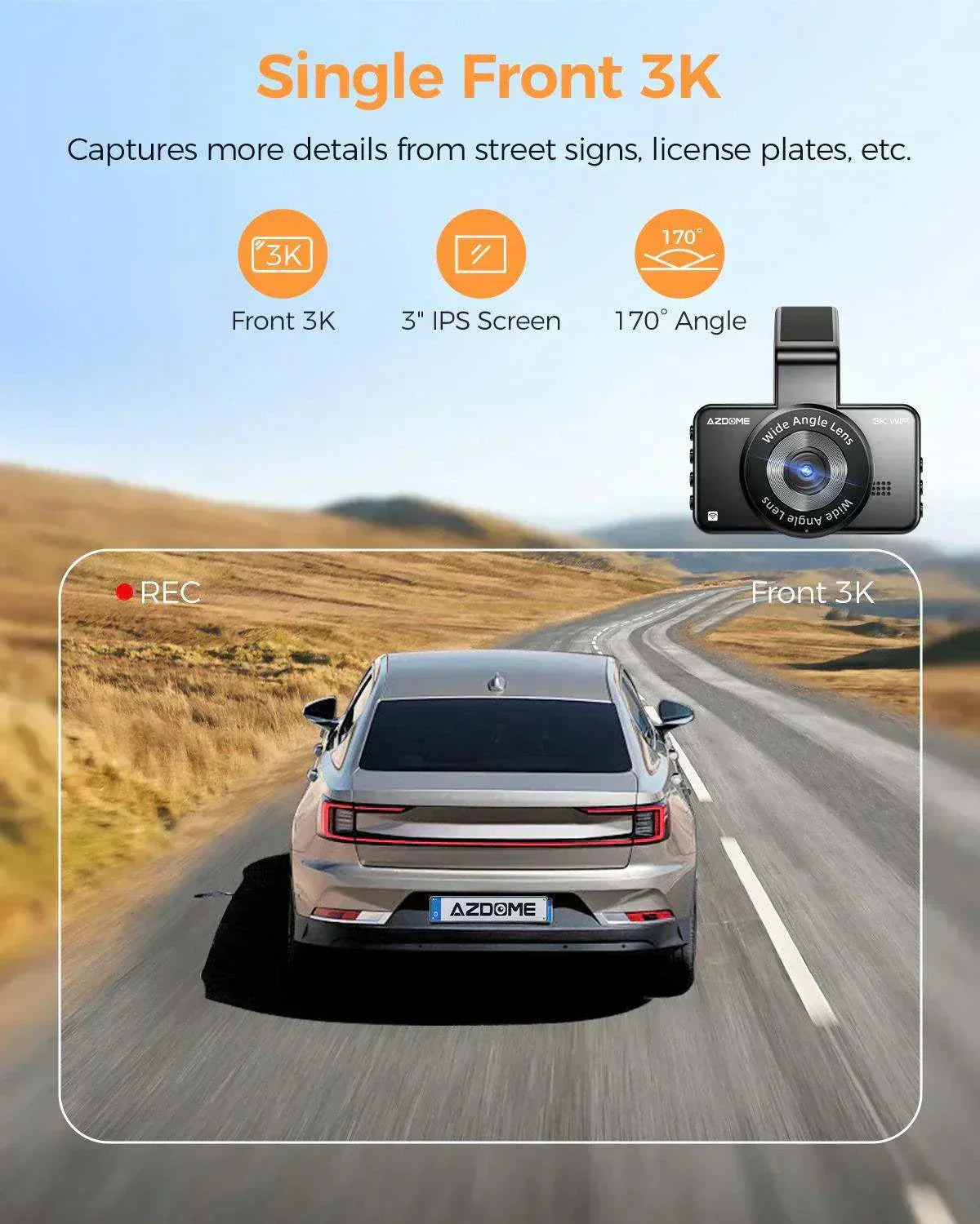 AZDOME M17 Pro dual dash cam Time Lapse Front and Rear 1080p Dual Lens Car Dashboard Camera App Control Car Camera