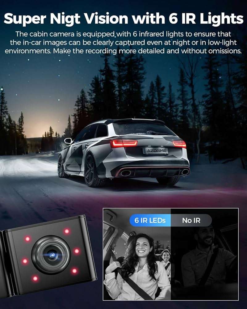 Azdome M590 3 channel 2k front 1080P inside cabin and Rear dashcam