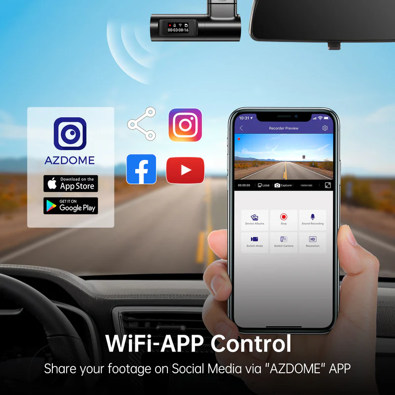 AZDOME M330 1080P Front Dash Cam