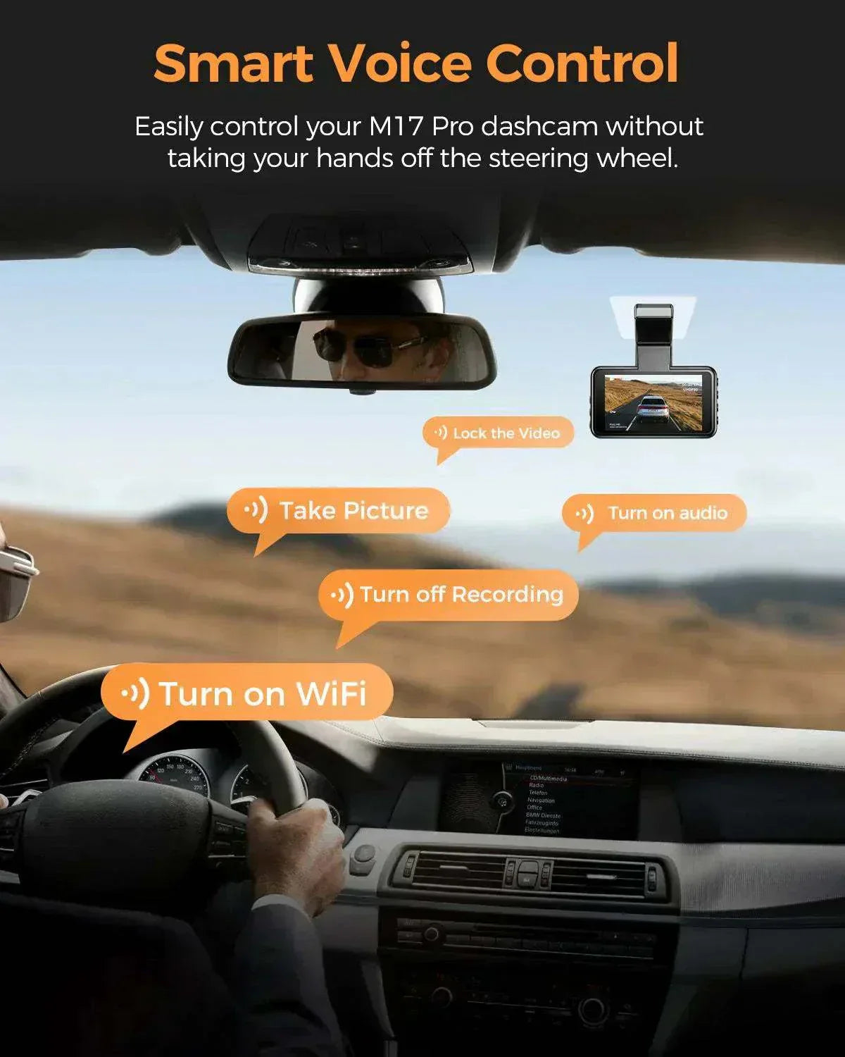 AZDOME M17 Pro dual dash cam Time Lapse Front and Rear 1080p Dual Lens Car Dashboard Camera App Control Car Camera