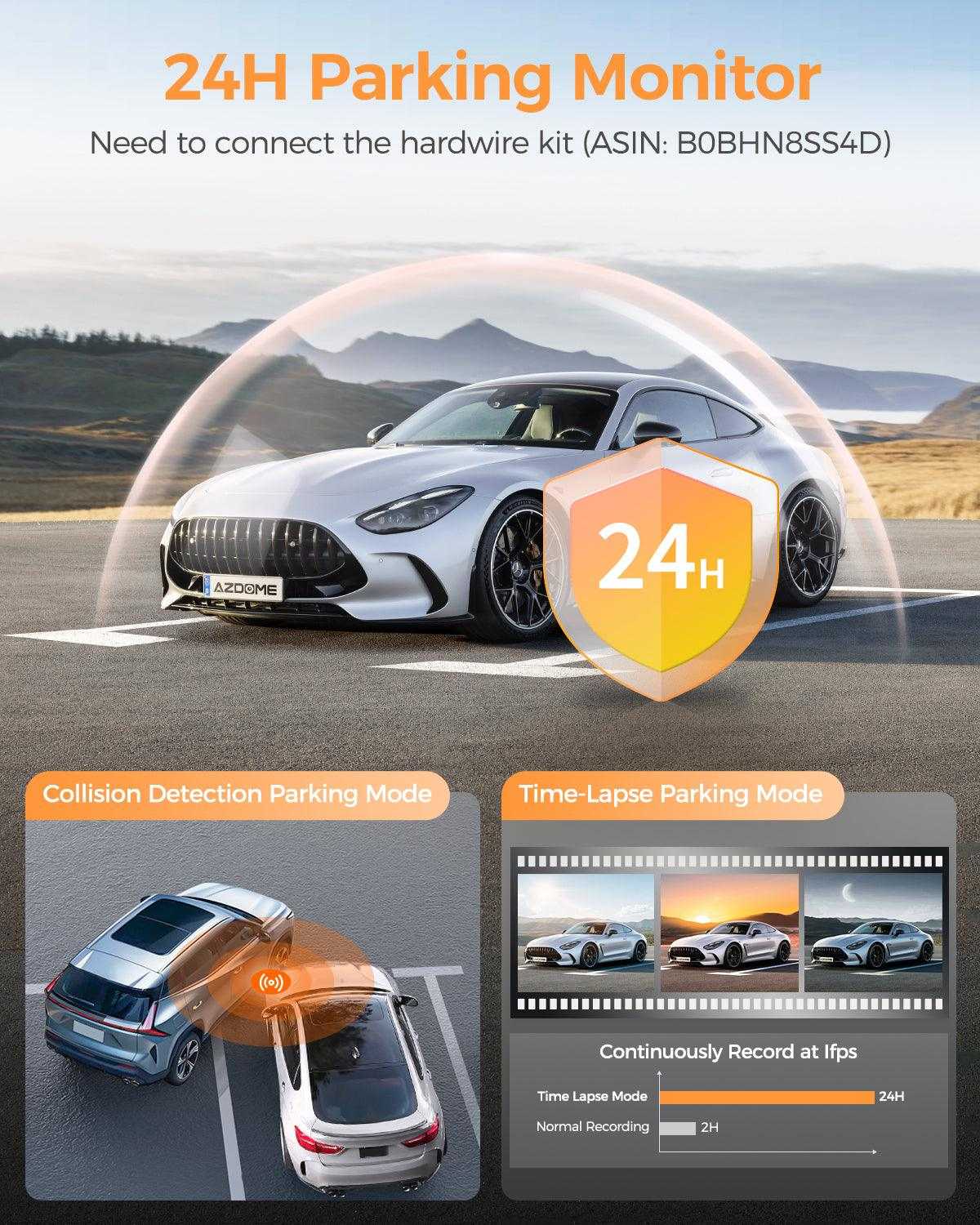 AZDOME M17 Pro dual dash cam Time Lapse Front and Rear 1080p Dual Lens Car Dashboard Camera App Control Car Camera