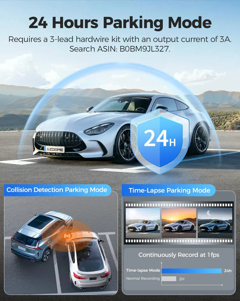 AZDOME PG17 12" Mirror Dash Cam GPS WiFi6 4K+2.5k Front & Rear 64GBCARD FREE
