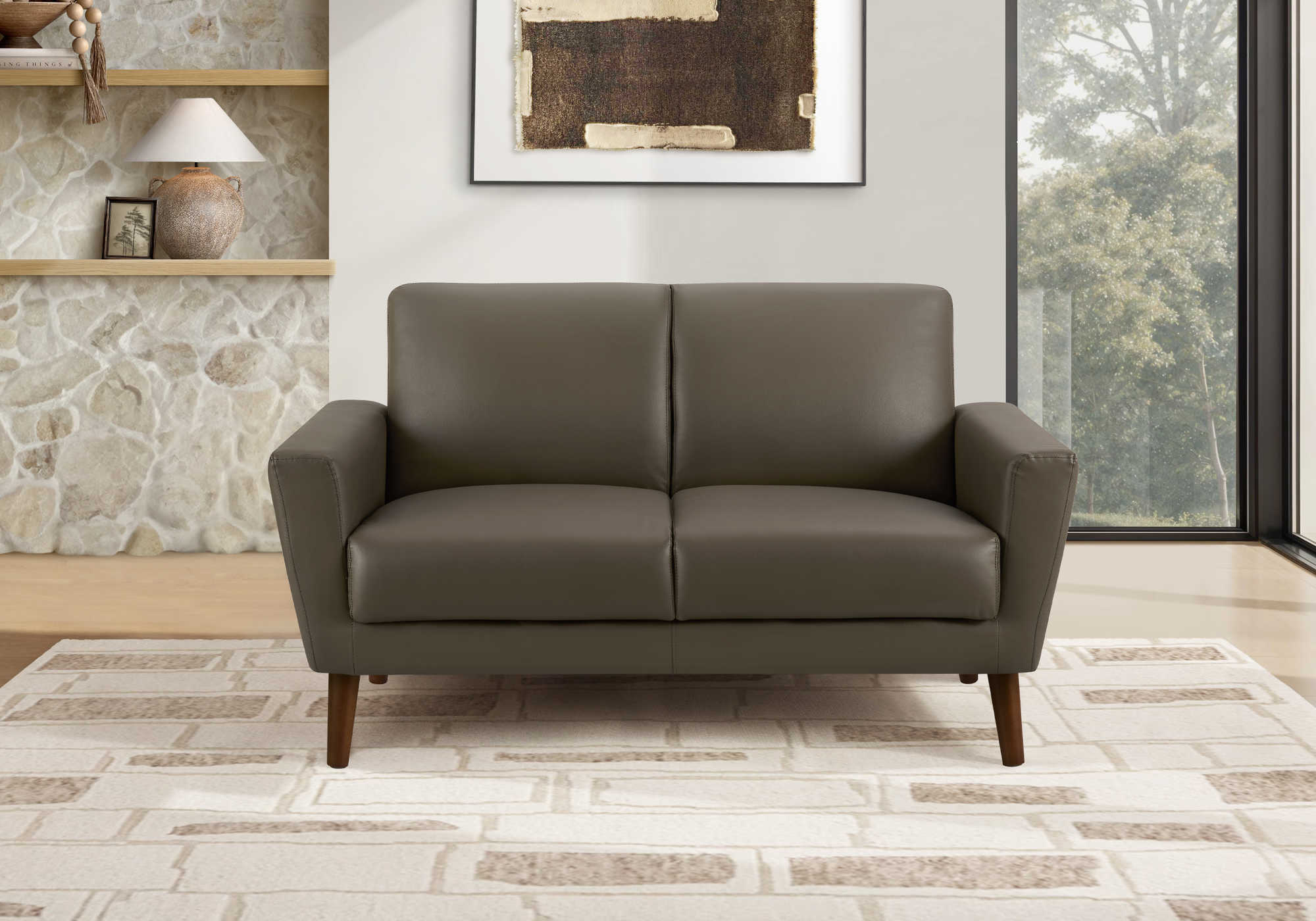 Causeuse de 58" avec deux coussins de Monarch - RA-08- PU brun (8J22A08)