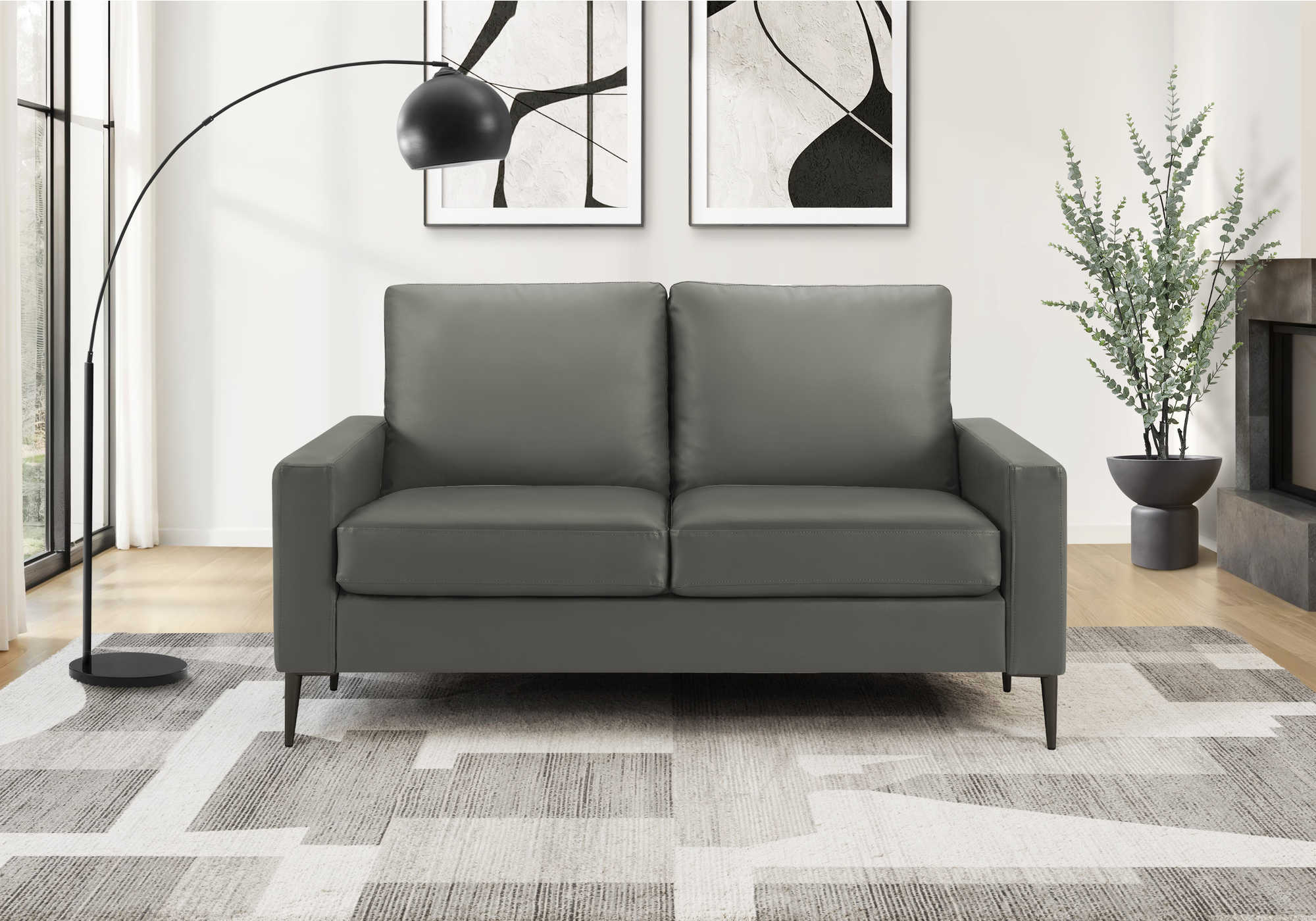 Causeuse de 57" avec deux coussins de Monarch - COACH-18 - tissu gris (8K12C18)