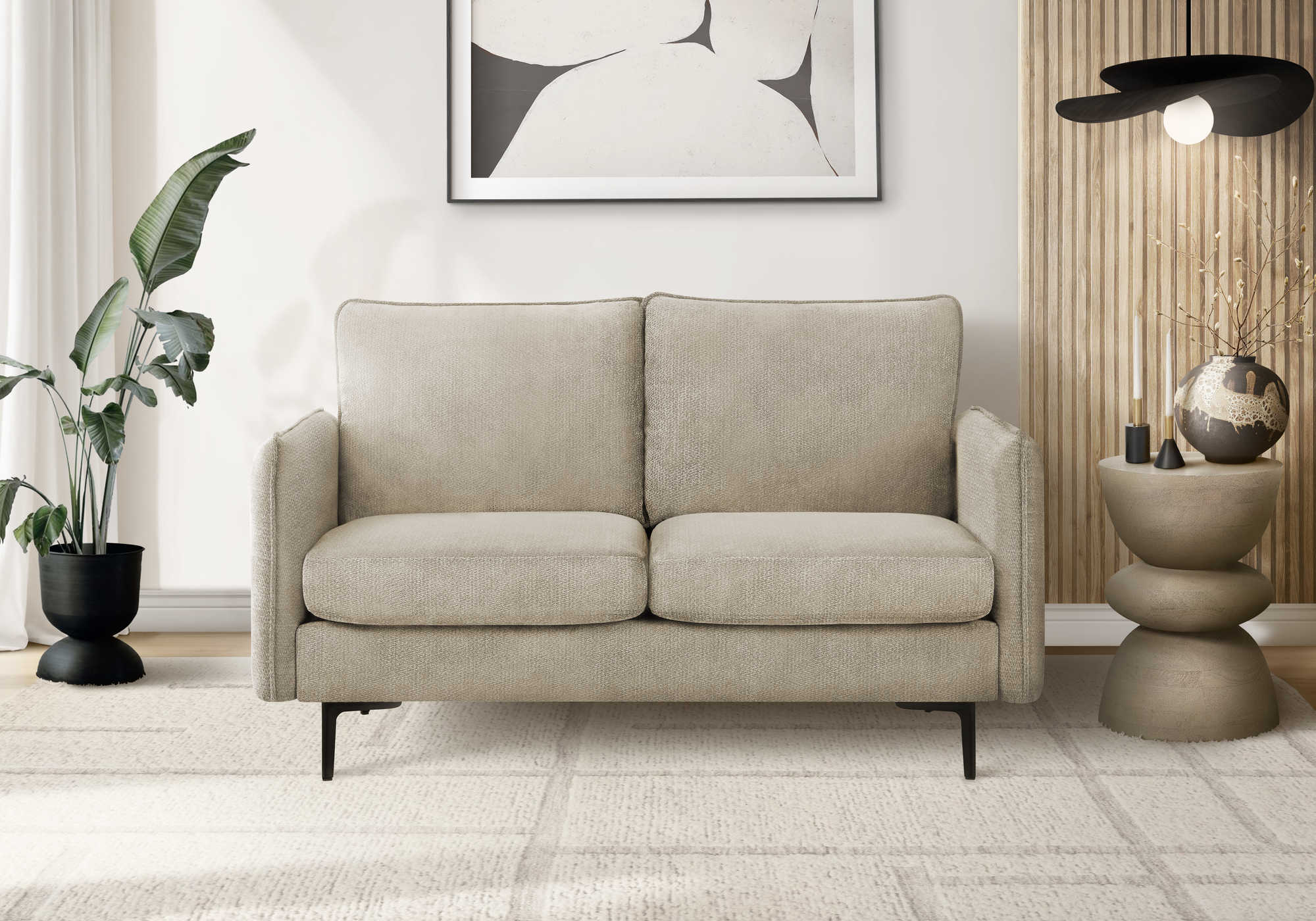Causeuse de 57" avec deux coussins de Monarch - COACH-4 - tissu beige (8K12C04)