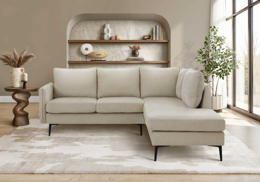 Sofa sectionnel de 85" Monarch - COACH-4 - tissu beige (8K15C04)