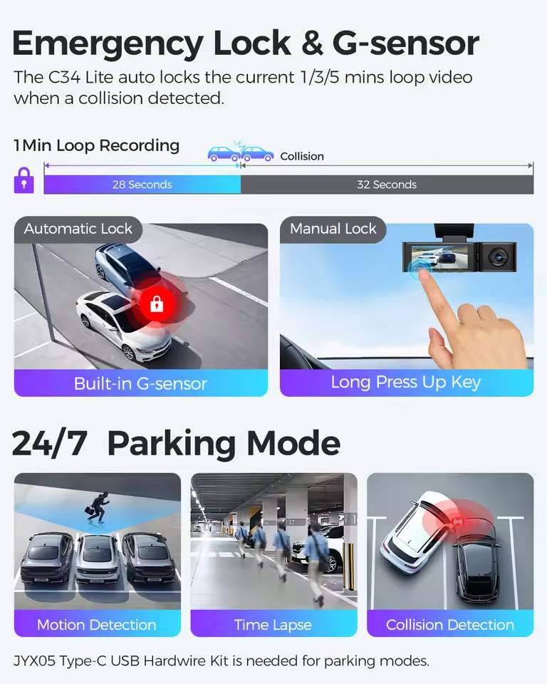 Lingdu C34 4K 3 channel Dash cam builtin wifi GPS