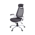 Chaise de bureau à haut dossier en tissu maillé noir et blanc - Monarch (I7269)