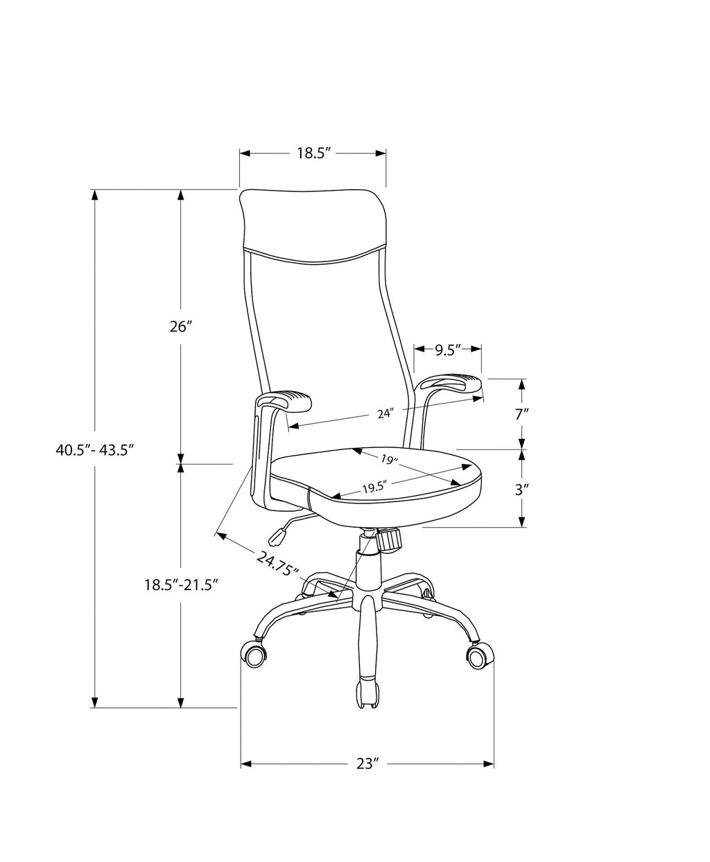 Chaise de bureau en tissu noir (I 7248)