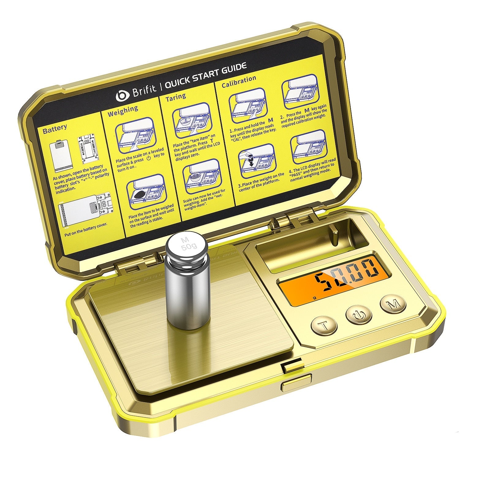 Digital Mini Scale 200g 0.01g Pocket Scale with 50g Calibration Weight Electronic Smart Scale for Food Tablets Jewelry